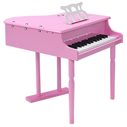Musical Instrument Toy 30-Key Children Mini Grand Piano with Bench-Pink - Pink - Pianos & Keyboards