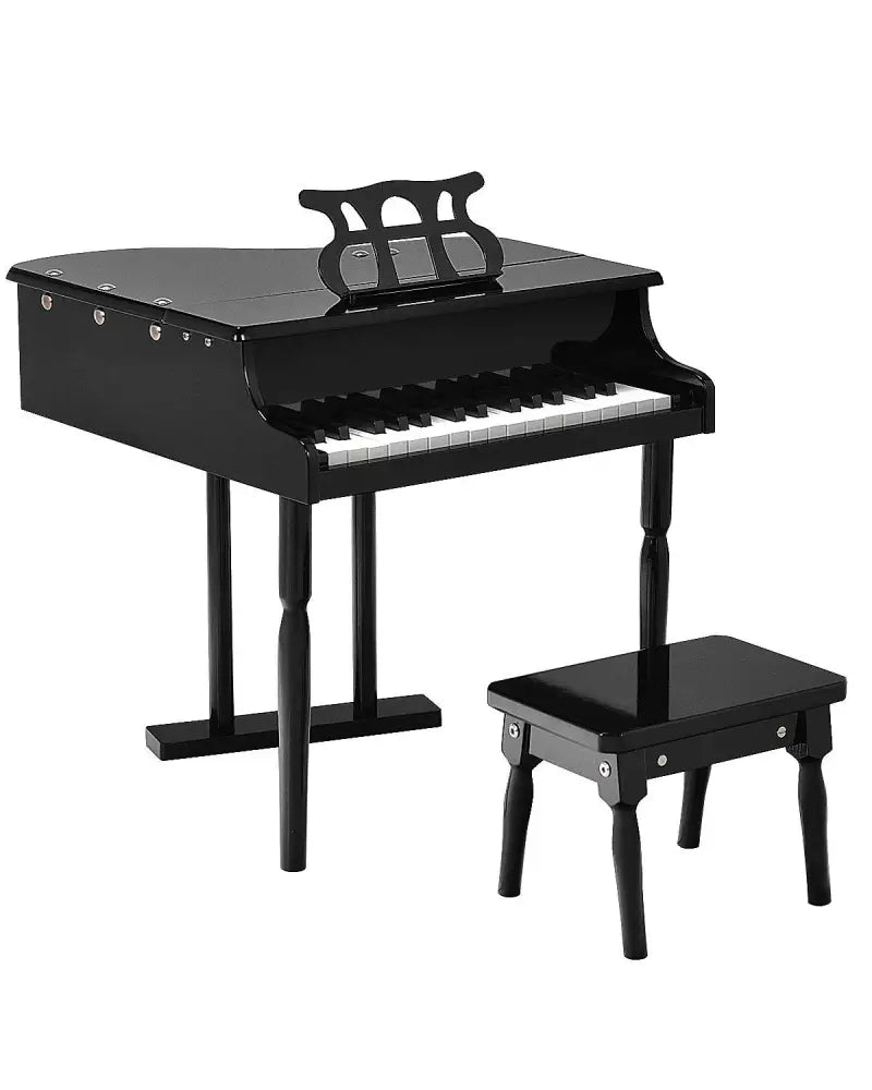 Musical Instrument Toy 30-Key Children Mini Grand Piano with Bench-Black - Black - Pianos & Keyboards
