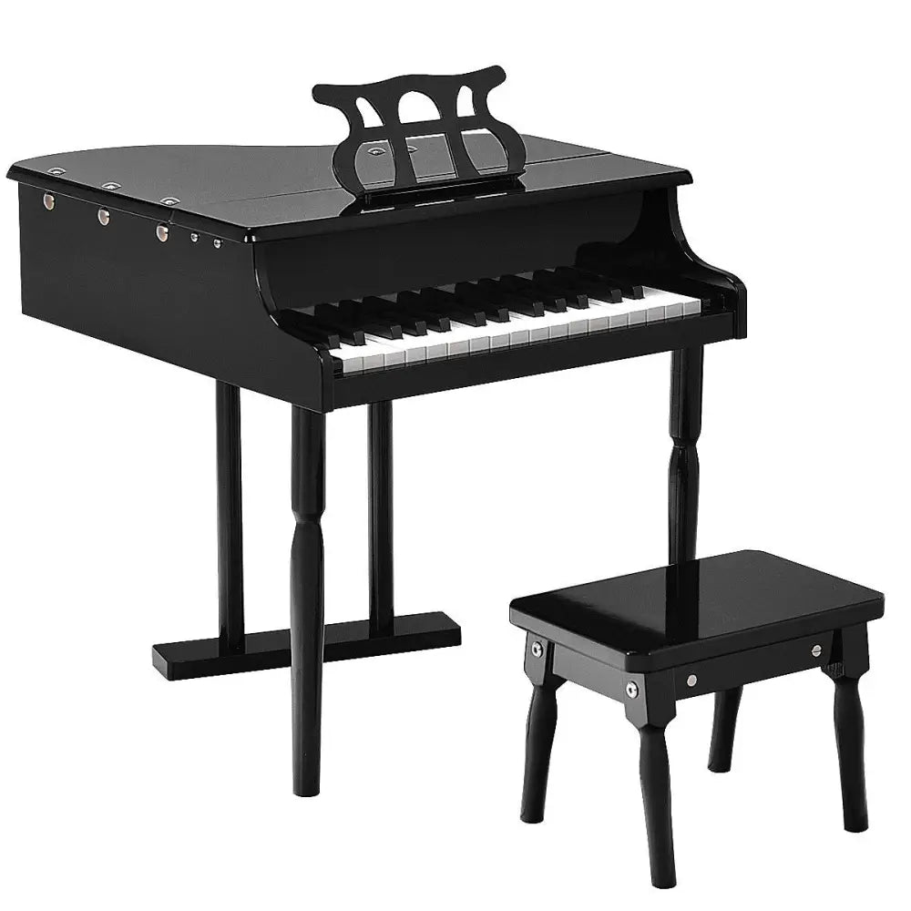 Musical Instrument Toy 30-Key Children Mini Grand Piano with Bench-Black - Black - Pianos & Keyboards