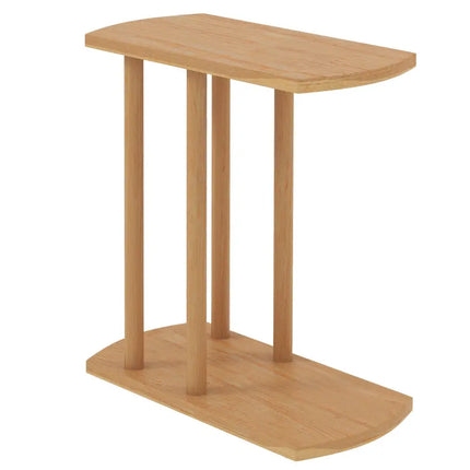 Narrow 2-Tier C-shaped Teak Wood Side Table with Thickened Top and Sturdy Base - End & Side Tables