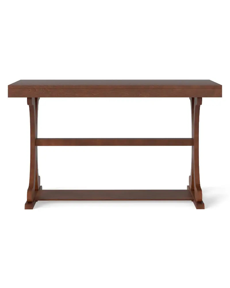 Narrow Console Table Vintage 52 Inch Long with Open Storage Shelf-Walnut - Walnut - Console Tables