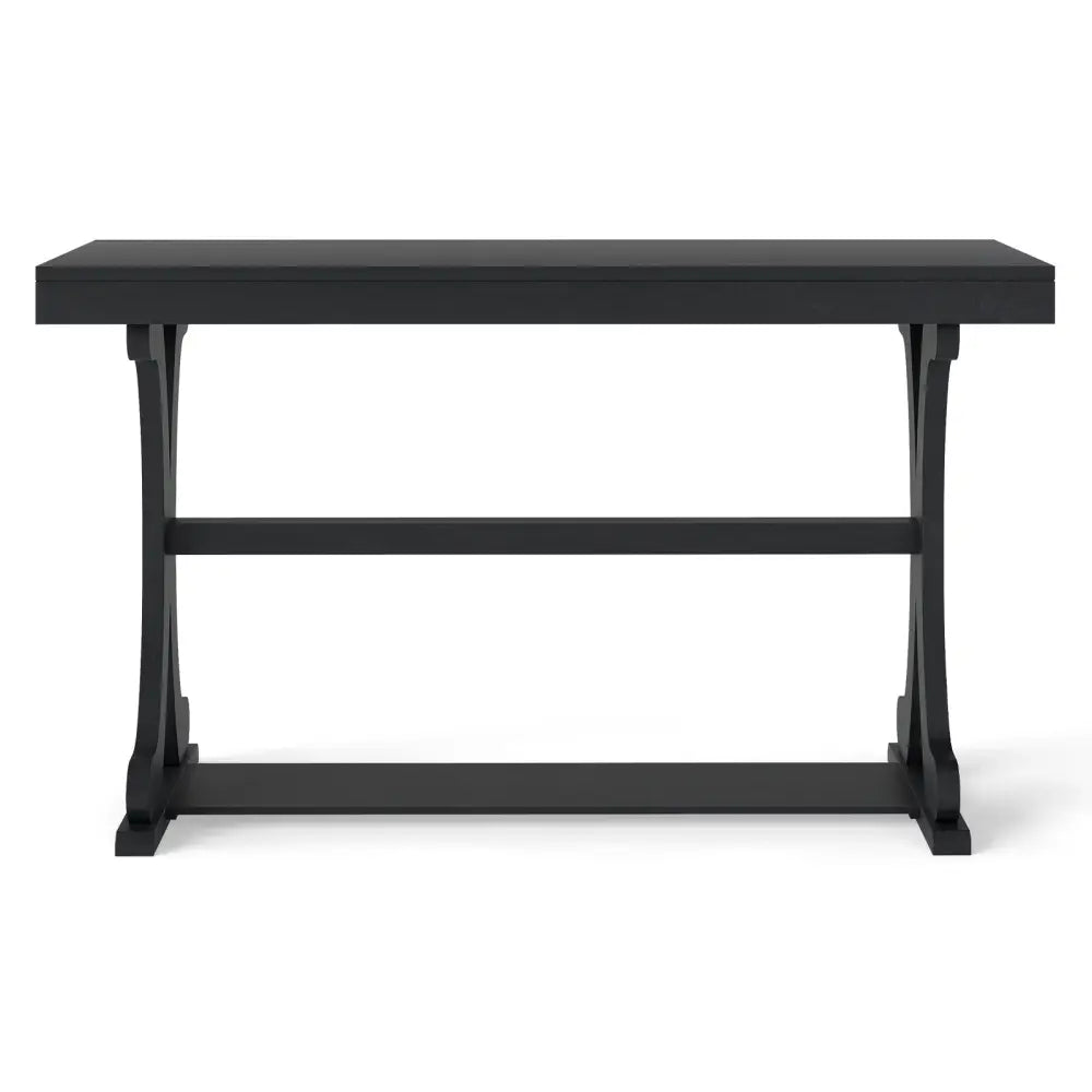 Narrow Console Table Vintage 52 Inch Long with Open Storage Shelf-Black - Black - Console Tables