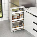 Narrow Mobile Serving Cart with Open Shelves for Kitchen Bathroom Living Room-Off White - Off White - Kitchen Islands &