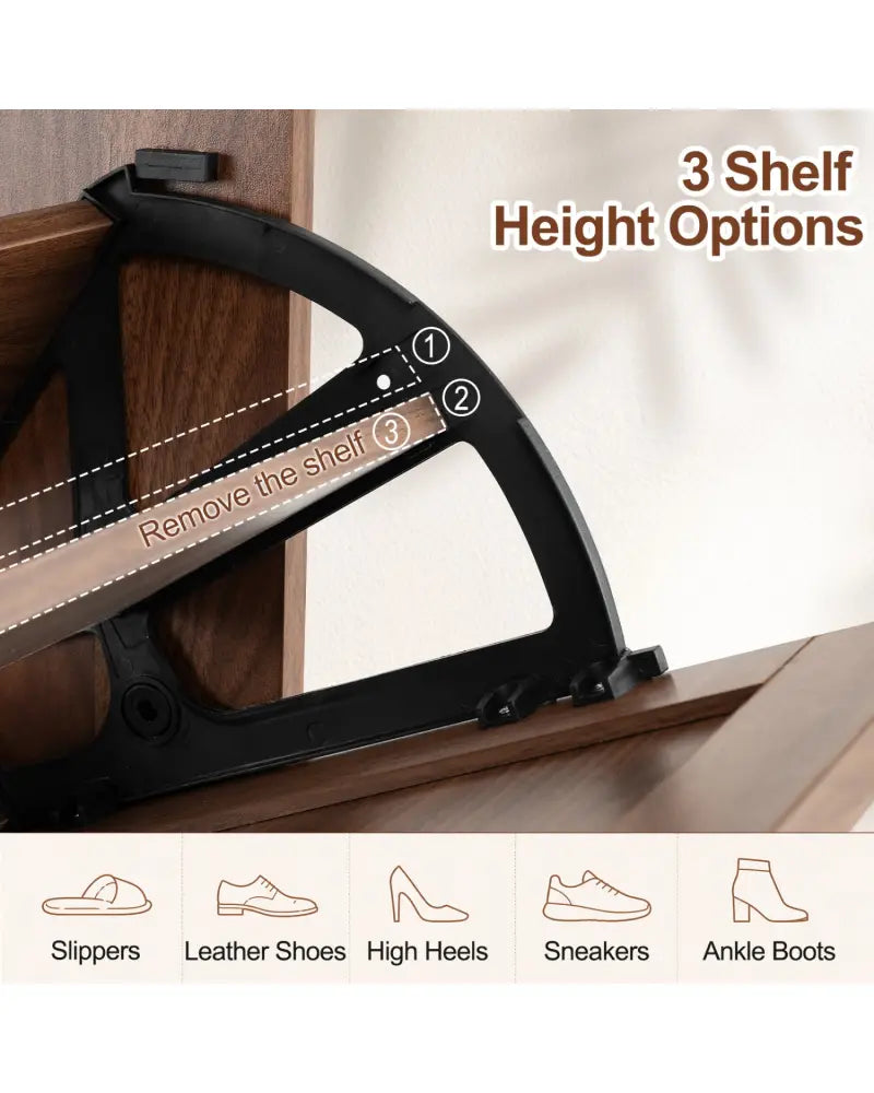 Narrow Shoe Cabinet with Adjustable and Removable Shelves for Entryway-Brown - Brown - Shoe Racks & Storage Benches
