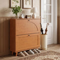 Narrow Shoe Cabinet with Adjustable and Removable Shelves for Entryway Foyer-Oak - Oak - Shoe Racks & Storage Benches