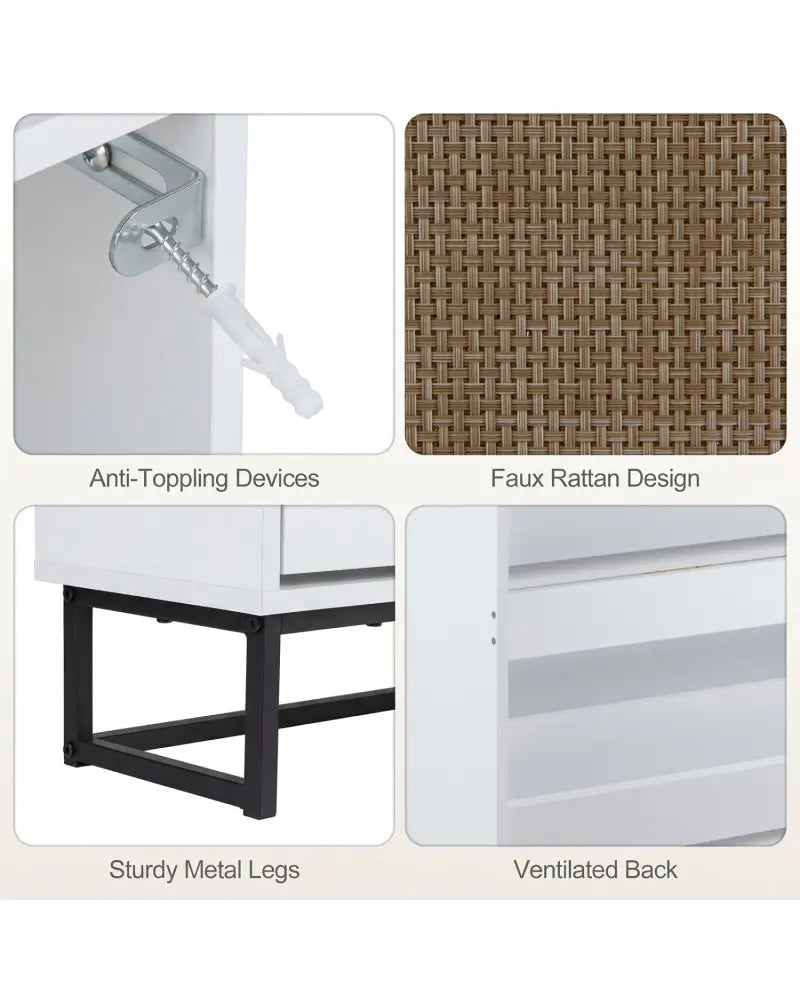 Narrow Shoe Storage Cabinet with 2 Flip Drawers and Adjustable Shelves-White - White - Shoe Racks & Storage Benches