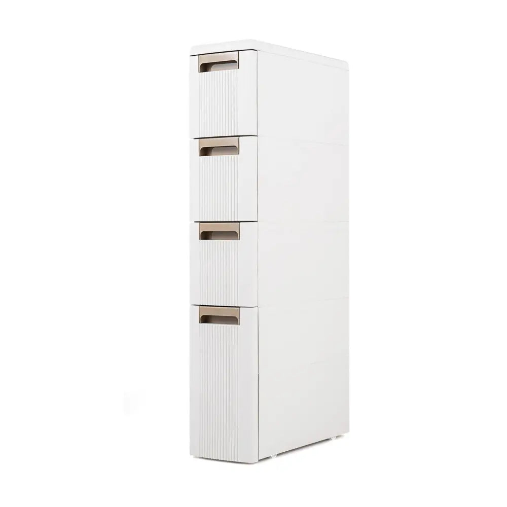 Narrow Storage Cabinet with Drawers and Removable Dividers-M - Beige - Floor Cabinets