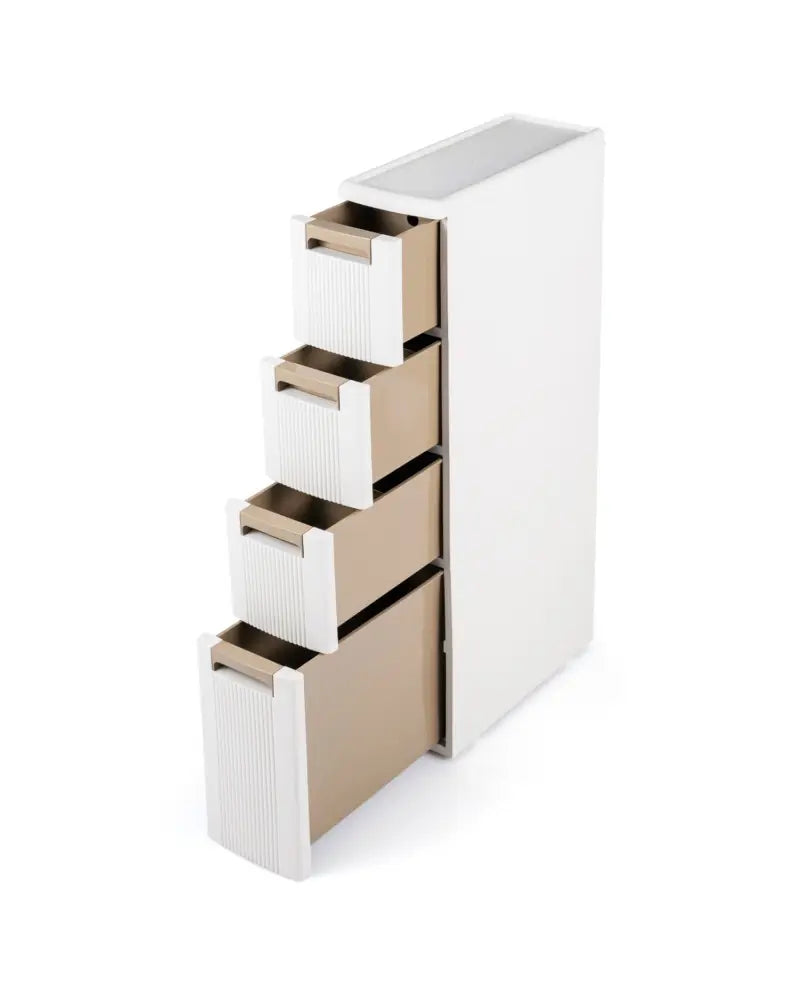 Narrow Storage Cabinet with Drawers and Removable Dividers-M - Beige - Floor Cabinets