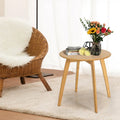 Natural Modern Stylish Bamboo Round End Table with 20 Inch Round Tabletop-Natural - Natural - End & Side Tables