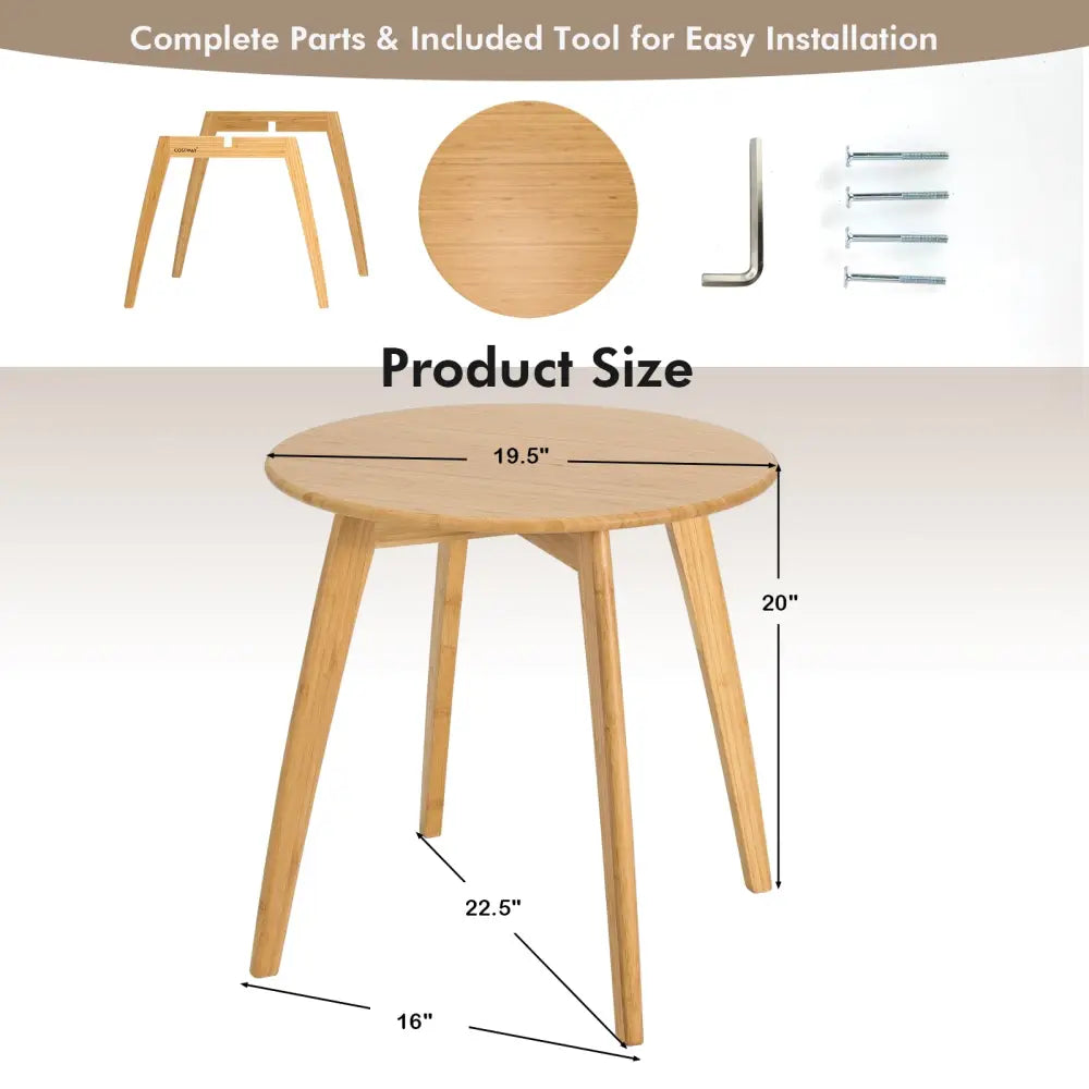 Natural Modern Stylish Bamboo Round End Table with 20 Inch Round Tabletop-Natural - Natural - End & Side Tables