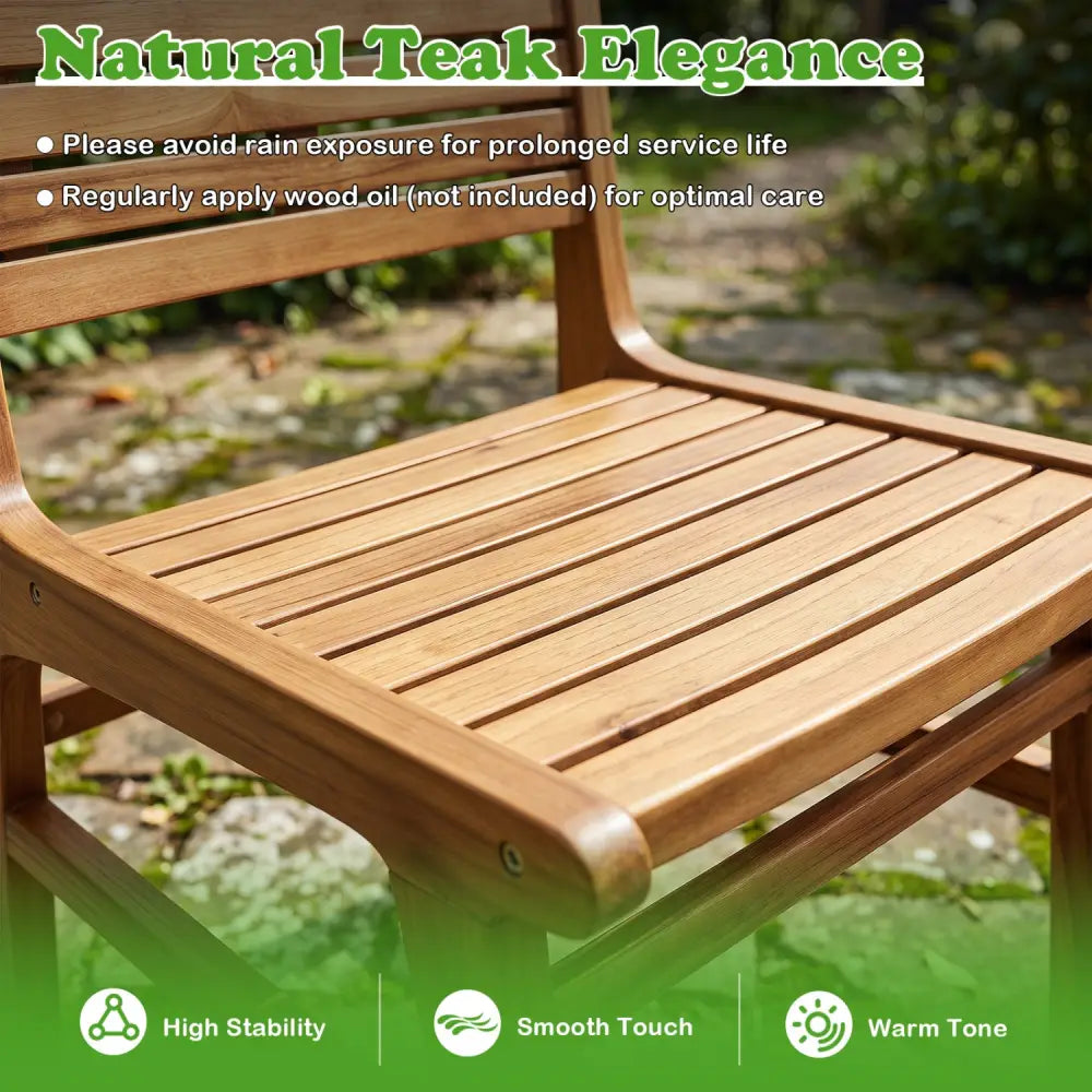 Natural Wood Armless Patio Chair with Slanted Back and Slatted Seat - Patio Dining Chairs