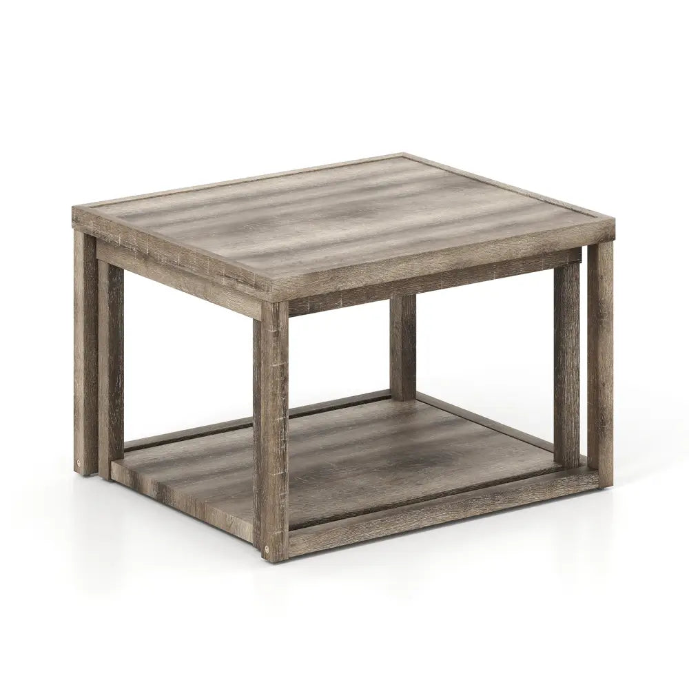 Nesting Coffee Table Set of 2 Stackable Rectangular End Tables-Gray - Gray - End & Side Tables