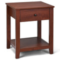 Night Stand End Side Table with Drawer and Storage Shelf - Brown - Nightstands