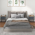 Nightstand Bedside End Table with Door Cabinet for Living Room Bedroom-Gray - Gray - Nightstands