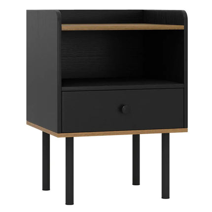 Nightstand Bedside End Table with Drawer and Open Shelf for Living Room Bedroom-1 Piece - Black - Nightstands