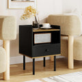 Nightstand Bedside End Table with Drawer and Open Shelf for Living Room Bedroom-1 Piece - Black - Nightstands