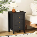 Nightstand End Beside Table Drawers Modern Storage Bedroom Furniture-Black - Black - Bedroom