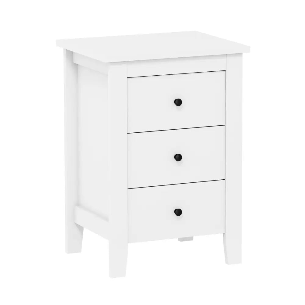 Nightstand End Beside Table Drawers Modern Storage Bedroom Furniture-White - White - Bedroom