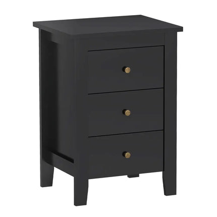 Nightstand End Beside Table Drawers Modern Storage Bedroom Furniture-Black - Black - Bedroom