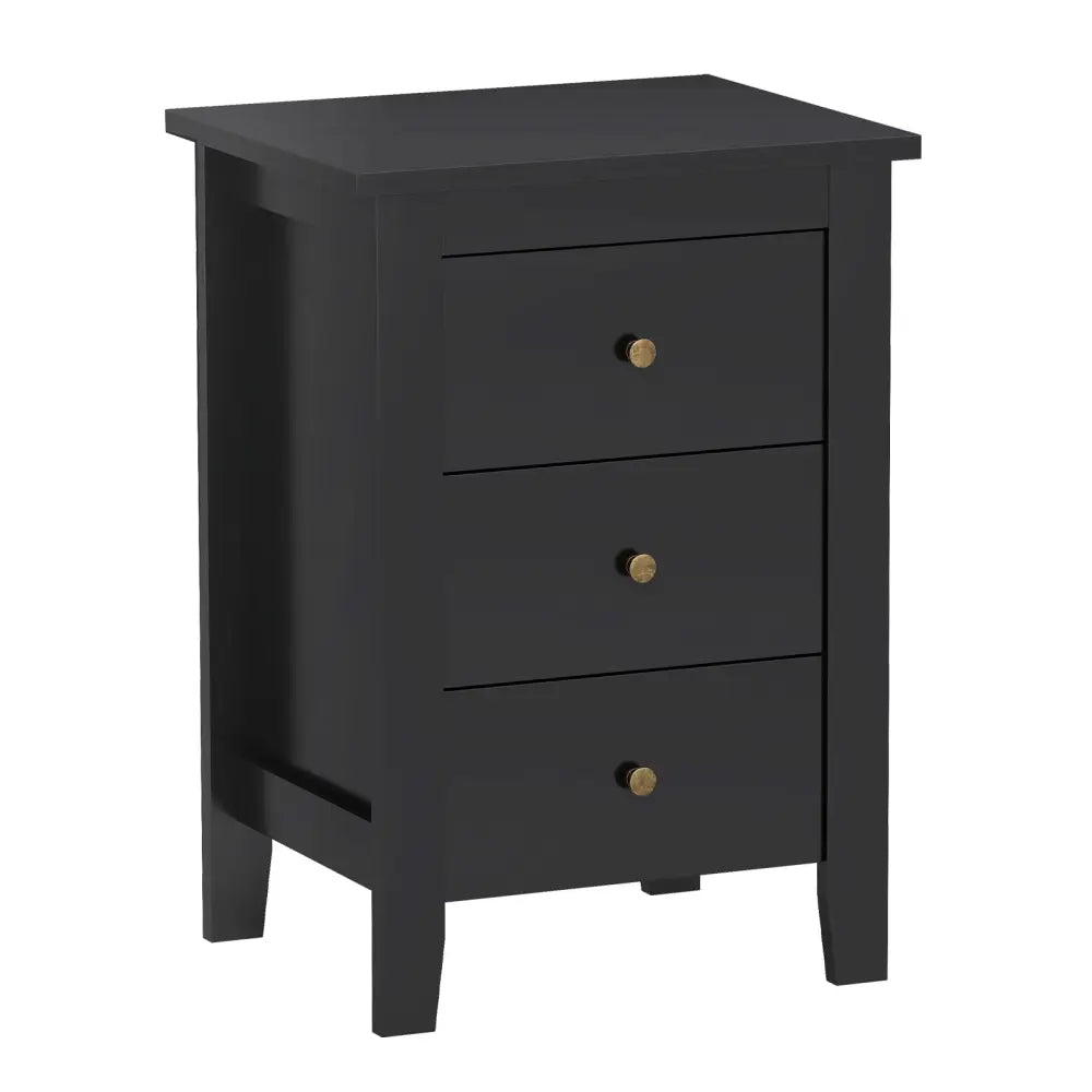 Nightstand End Beside Table Drawers Modern Storage Bedroom Furniture-Black - Black - Bedroom