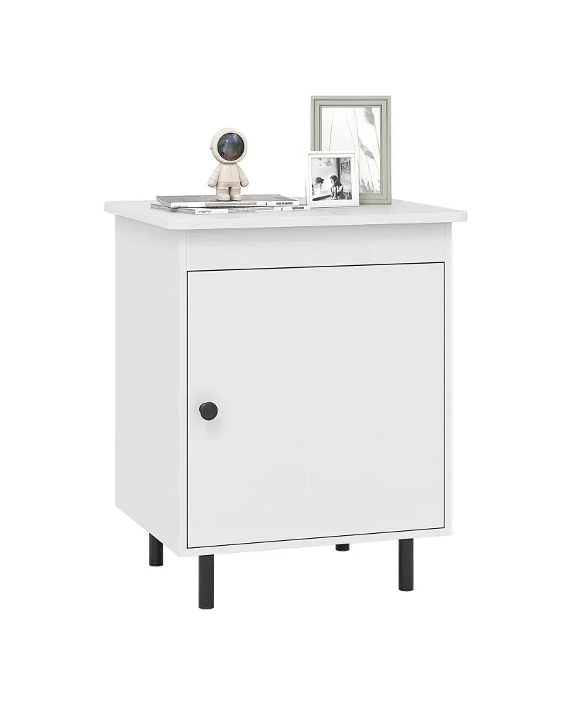 Nightstand Mid Century End Tables with Door-1 Pieces - White - Nightstands