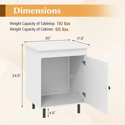 Nightstand Mid Century End Tables with Door-1 Pieces - White - Nightstands