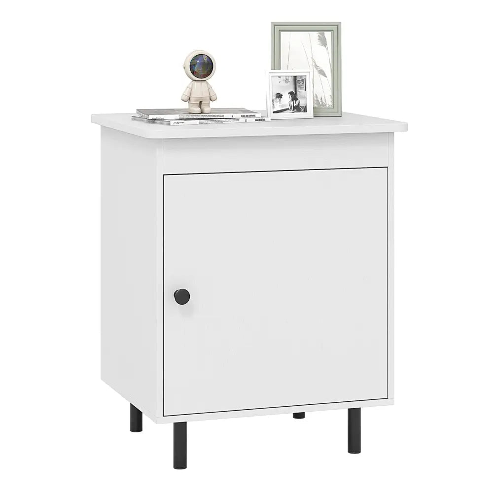 Nightstand Mid Century End Tables with Door-1 Pieces - White - Nightstands