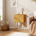 Nightstand Mid-century Modern Bedside Table with 2 Drawers-Natural - Natural - Nightstands