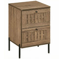 Nightstand Mid Century Modern End Table with Storage Drawers-Rustic Brown - Rustic Brown - Nightstands