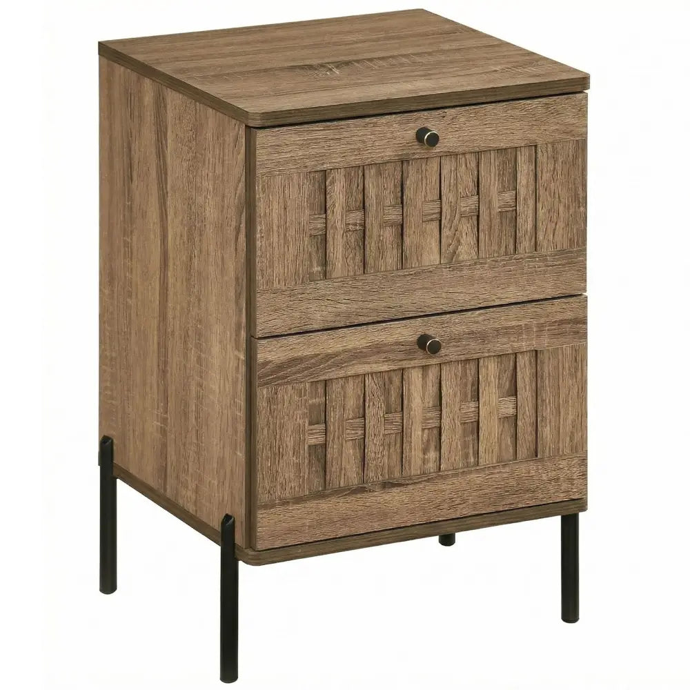 Nightstand Mid Century Modern End Table with Storage Drawers-Rustic Brown - Rustic Brown - Nightstands