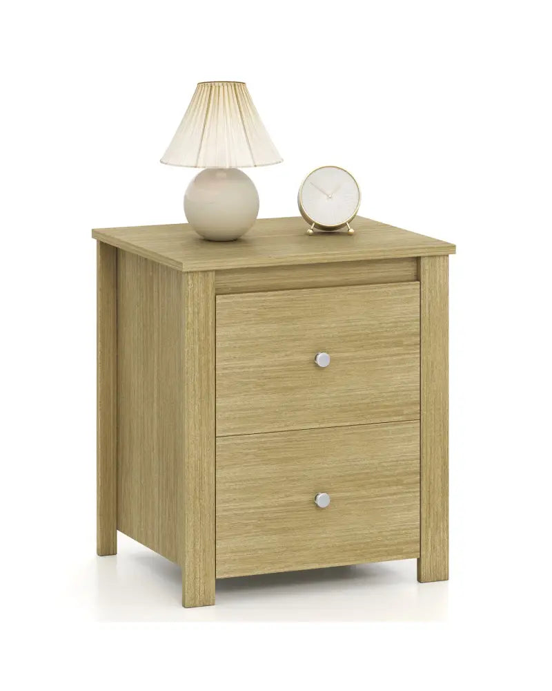 Nightstand with 2 Drawers & Storage for Bedroom Living Room Small Spaces-Natural - Natural - Nightstands