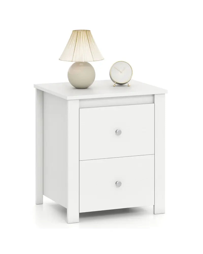 Nightstand with 2 Drawers & Storage for Bedroom Living Room Small Spaces-White - White - Nightstands