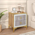 Nightstand with 2 Pull-out Drawers for Living Room Bedroom - Natural - Nightstands