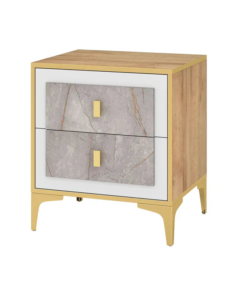 Nightstand with 2 Pull-out Drawers for Living Room Bedroom - Natural - Nightstands