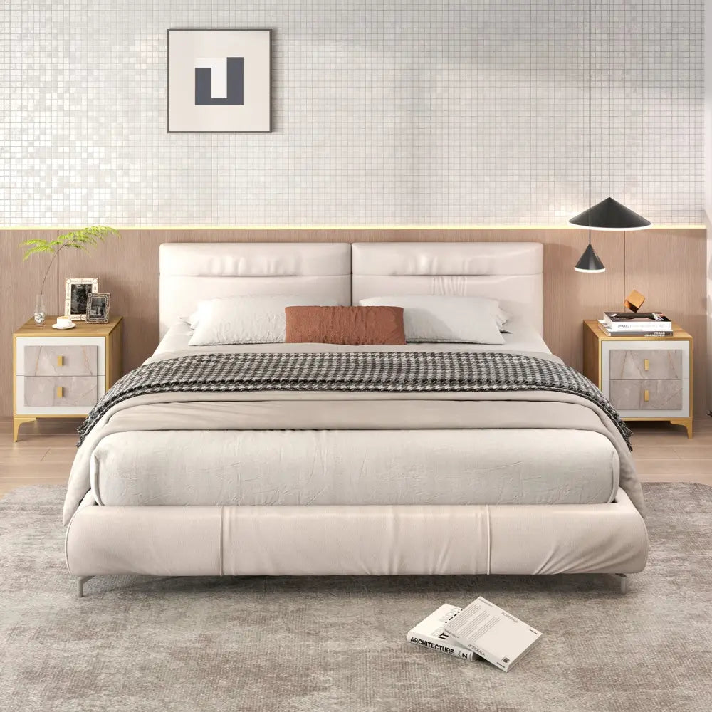 Nightstand with 2 Pull-out Drawers for Living Room Bedroom - Natural - Nightstands