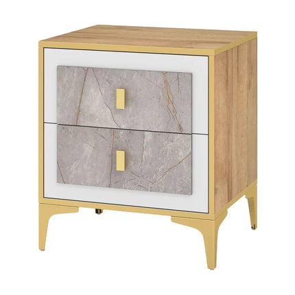 Nightstand with 2 Pull-out Drawers for Living Room Bedroom - Natural - Nightstands