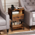 Nightstand with Charging Station Bedside Table with USB Ports and Outlets-Rustic Brown - Rustic Brown - Nightstands