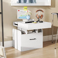 Nightstand with Charging Station Modern Bedside Table for Living Room Bedroom Office-White - White - Nightstands