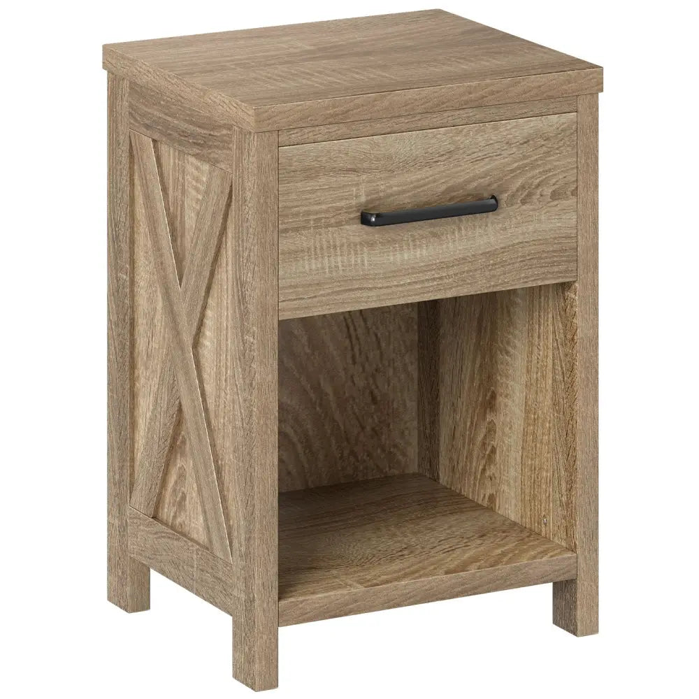 Nightstand with Drawer and Shelf-Natural - Natural - Nightstands