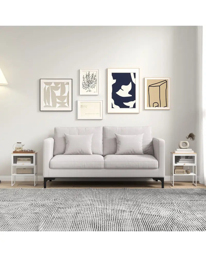 Nightstand with Flip up Door Storage Shelf-White - White - Nightstands