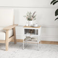 Nightstand with Flip up Door Storage Shelf-White - White - Nightstands
