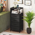 Nightstand with Integrated Charging Station 34’’ Modern Bedside Table-Black - Black - Nightstands