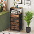 Nightstand with Integrated Charging Station 34’’ Modern Bedside Table-Rustic Brown - Rustic Brown - Nightstands