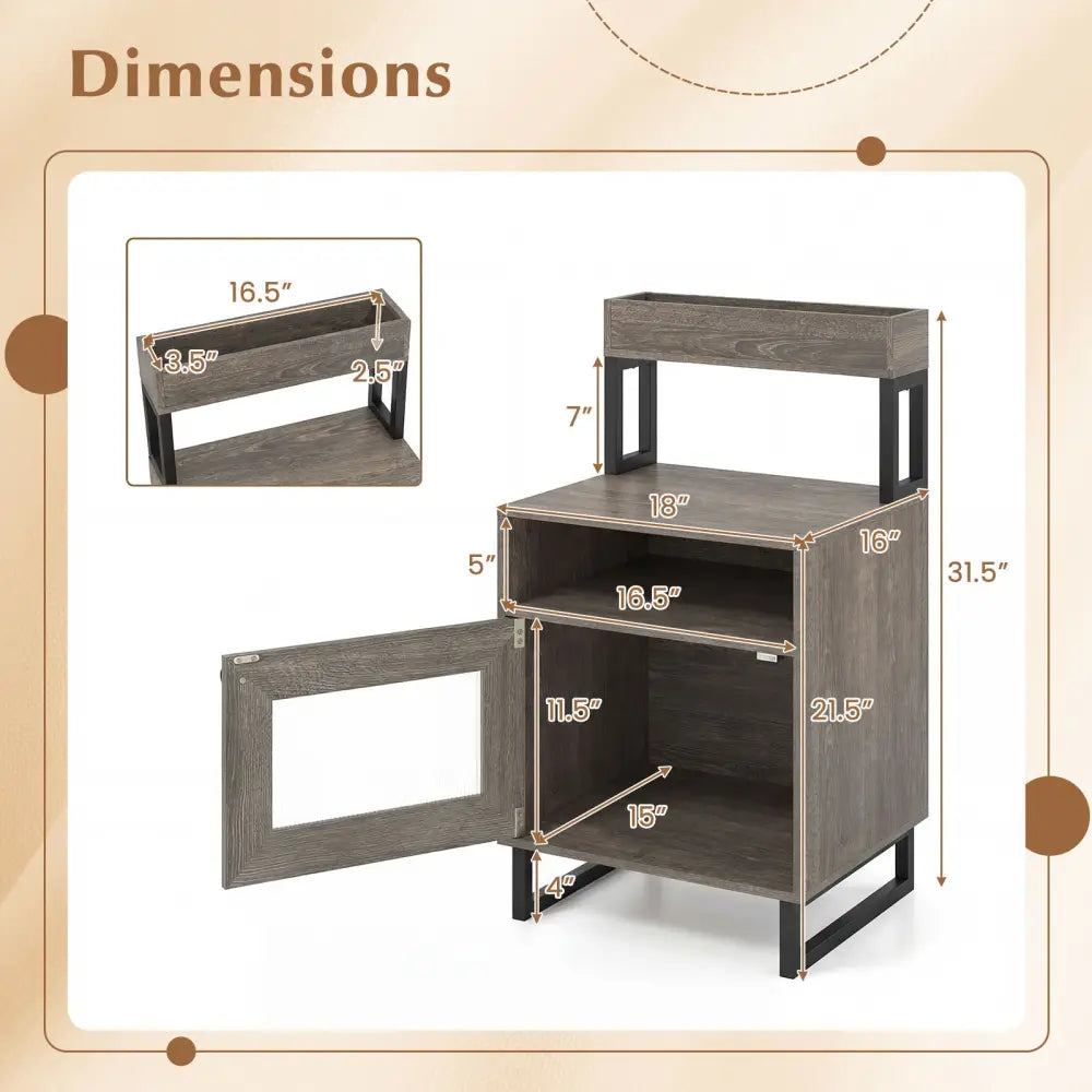 Nightstand with LED Lights Modern End Table with Top Tray Open Compartment and Storage Cabinet-Gray - Gray - Nightstands