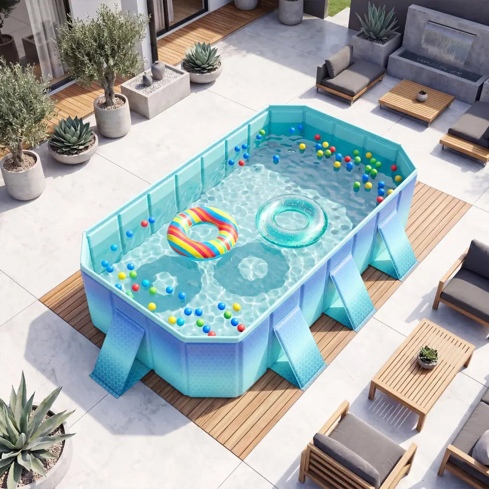 Non-Inflatable Swimming Pool Portable Around Ground Pool with 24 Wall Panels-Gradient - Green Gradient - Swimming Pools