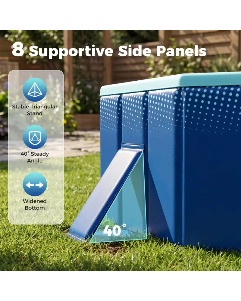 Non-Inflatable Swimming Pool Portable Around Ground Pool with 24 Wall Panels-Navy - Navy - Swimming Pools