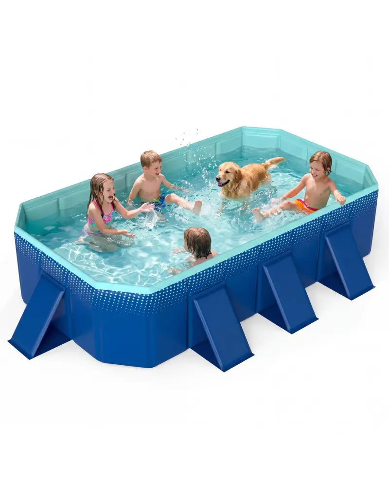 Non-Inflatable Swimming Pool Portable Around Ground Pool with 24 Wall Panels-Navy - Navy - Swimming Pools