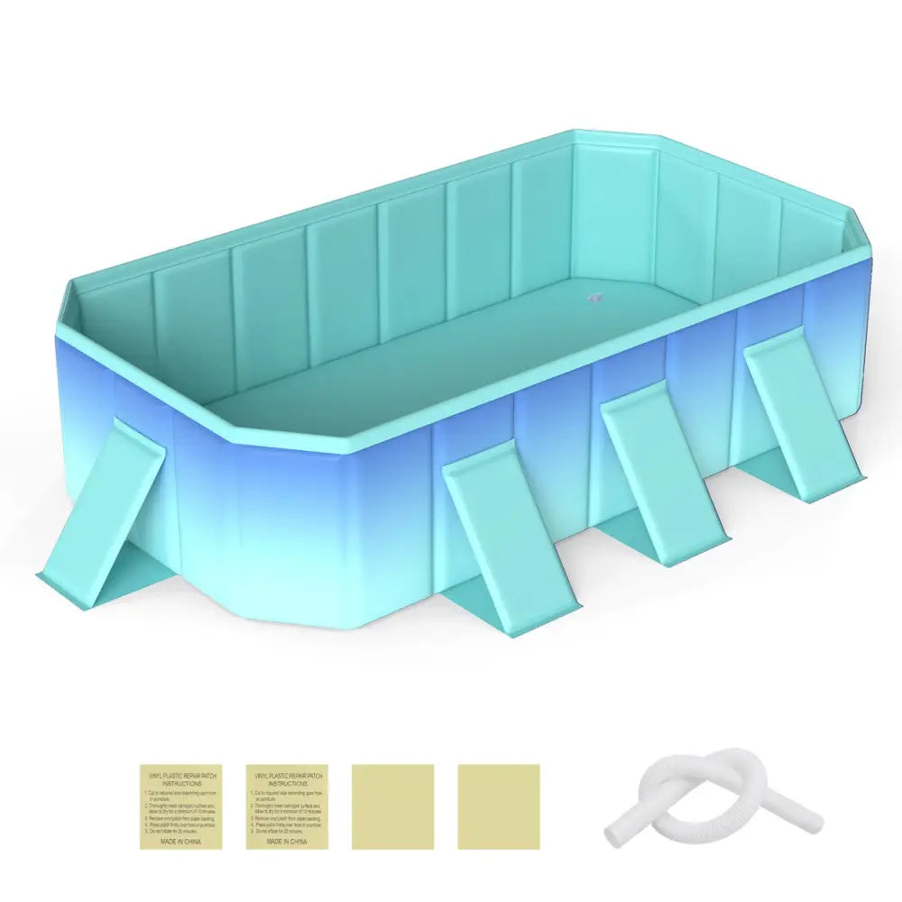 Non-Inflatable Swimming Pool Portable Around Ground Pool with 24 Wall Panels-Gradient - Green Gradient - Swimming Pools