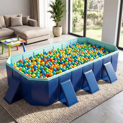 Non-Inflatable Swimming Pool Portable Around Ground Pool with 24 Wall Panels-Navy - Navy - Swimming Pools