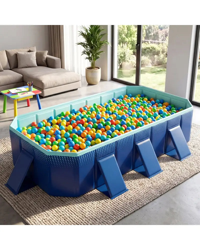 Non-Inflatable Swimming Pool Portable Around Ground Pool with 24 Wall Panels-Navy - Navy - Swimming Pools